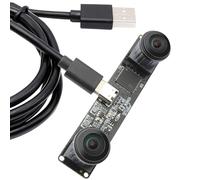 IFWATER Global Shutter Caméra USB haute vitesse 210 fps, double objectif Fisheye monochrome 180°, vision 3D stéréo, Plug and Play pour impression 3D/Lightburn/QR Scanning/VR/Reconnaissance faciale