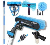 IGAD Pole Kit de Lavage 7 m - Perche Télescopique avec Brosse à Eau, Plumeau pour Toiles d’Araignée, Raclette 25 cm et Distributeur de Savon