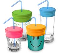 igadgitz Home U6543 Couvercles pour Paille Réutilisables Voyage 100% Silicone sans BPA pour la plupart des verres et tasses tasses - Paquet de 4