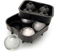 igadgitz home U6618 Bac à Glaçons en Boule en Silicone Alimentaire Moule à Glace Ronde 4 x 4,5cm pour Cocktail et Autres Boissons - Noir - 1 Paquet