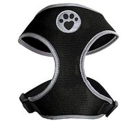 igadgitz home U7047 - Harnais Chien Résistant Sueur, Gilet pour Chien, Chiot, Harnais pour Chien - Différentes Couleurs - Bords Réfléchissant - Boucle Verrouillable Sécurisée - Noir - Moyen