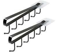 iGadgitz Home U7165 Porte Tasse Suspendu Métal (ensemble de 2), Hook Rack, Porte Tasses, Rangement Cuisine avec patin de fixation adhésif -Noir