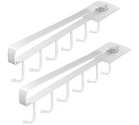 iGadgitz Home U7166 Porte Tasse Suspendu Métal (ensemble de 2), Hook Rack, Porte Tasses, Rangement Cuisine avec patin de fixation adhésif -Blanc