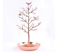 igadgitz home U7250 Arbre Porte Bijoux, Presentoire Bijoux Oiseau Décoratif, Arbre à Bijoux Ornemental, Support Bijou - Or Rose