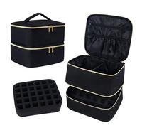 igadgitz home U7268 Organisateur de Vernis à Ongles et Lampe à Ongles, Trousse Vernis à Ongles, Trousse a Manucure (pour 30 Bouteilles de 15 ML) avec poignée - Noir