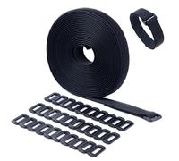 igadgitz home U7334 Rouleau Scratch Bande Autocollant Organisateur Cable Réutilisables - Découpé sur Mesure - Nylon résistant, multi-usages avec boucles Réglables - Noir - 6m (30 Boucles)