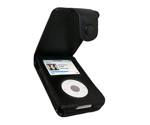 igadgitz U0131 Housse Etui de Luxe relevable en Cuir véritable Compatible avec Apple iPod Classic 80gb 120gb & 160gb (Modèle avec Une Profondeur de 10,5 mm) - Noir
