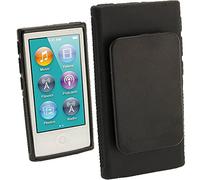 iGadgitz U2064 Gel Cristal Durable Peau TPU Coque Compatible avec Apple iPod Nano 7th Gen 7 G avec Clip Sports Intégré + Protection d'écran - Noir