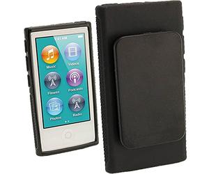 iGadgitz U2064 Gel Cristal Durable Peau TPU Coque Compatible avec Apple iPod Nano 7th Gen 7 G avec Clip Sports Intégré + Protection d'écran - Noir