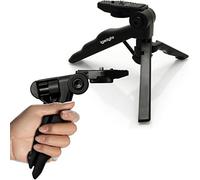 igadgitz U4137 2 en 1 Poignée Stabilisateur Style Pistolet et Mini Trépied de Table Léger Compatible avec Caméra, DSLR, Caméra Vidéo et Caméscopes - Noir