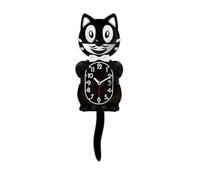 IGCMJIVBX Horloges Murales Vintage Drôles sans Tic-tac avec Queue Mobile Horloge Classique De Chat Mignon for Salon Cuisine Étude Bureau À Domicile École PréCis Et Facile à Lire(Black)