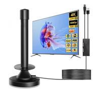 IGEAIIE Antenne TV d'intérieur HD 2025 pour Smart TV avec amplificateur de signal, antenne intérieure forte prise en charge des chaînes Freeview 4K 1080p, antenne TV longue portée avec base magnétique