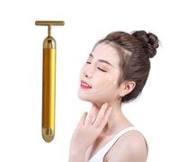 IGEAIIE Masseur facial à impulsion dorée 24 carats, rouleau électrique en forme de T pour anti-âge, raffermissement de la peau et levage, rouleau Gua Sha en métal pour visage, cou, yeux, corps, barre