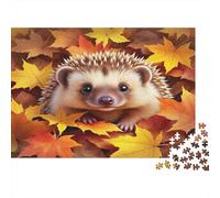 Igel dans Les Feuilles d’Automne Puzzle 1000 pièces, Exercice cérébral, Carton recyclé, Enfants dès 12 Ans, Cadeau de Fin d’études, 38x26cm