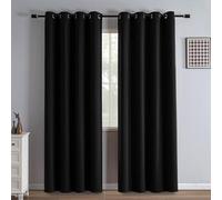 IGEMAEVE Lot de 2 Rideaux occultants Noirs de 213 cm de Long pour Chambre à Coucher et fenêtre de Salon - Économie d'énergie - 132 x 213 cm