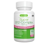 Igennus Complexe De Vitamine B12 Sublinguale À Haute Absorption 1000 Mcg, 180 Doses, Sans Sucre Saveur Fraise, Méthylcobalamine, Adénosylcobalamine Et Hydroxocobalamine, Vegan