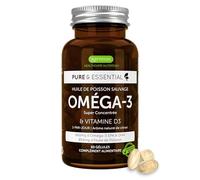 Igennus Omega 3 DHA EPA Huile de Poisson Ultra Pure & D3 1000 UI Haute Absorption Complément Alimentaire & Vitamine Certifié IFOS, Fish Oil rTG Triglycérides, Acide Gras, 60 Gélules Goût Citron