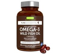 Igennus Omega-3 Huile de poisson sauvage et astaxanthine, certifié IFOS | Triglycérides rTG de qualité supérieure, acides gras oméga-3 EPA et DHA 1000mg, 180 capsules