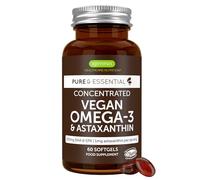 Omega 3 Vegan, 600mg de DHA & EPA, Huile d’Algues & Astaxanthine, Pure & Durable, 60 Gélules (1 mois) - par Igennus