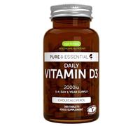 Igennus Pure Vitamine D3 Quotidienne 2000 UI, Besoin annuel, 1 comprimé par jour, Testé par un tiers, Forme de cholécalciférol à haute absorption pour le soutien immunitaire et muqueux