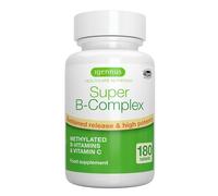 Igennus Super B-Complex à Haute Absorption avec Vitamines B Méthylées et Vitamine C, Liberation Prolongée, Ingredients Purs et Vérifié en Laboratoire, 180 Petits Comprimés, Vegan