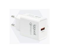 iggual - Adaptateur secteur - 3 A - QC 3.0 (USB) - blanc