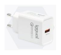 iggual - Adaptateur secteur - 3 A - QC 3.0 (USB) - blanc