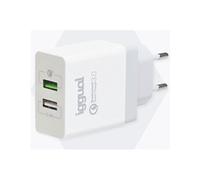 iggual - Adaptateur secteur - 30 Watt - 3 A - QC 3.0 - 2 connecteurs de sortie (USB) - blanc