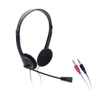 iggual Micro-casque filaire Easy Call – sur-oreille, USB-A et jack 3,5 mm, micro 90° Noir