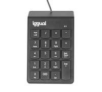 iggual Clavier numérique USB pour PC compact 19 touches avec triple 0 et LED Bloq Num - Mini clavier portable Plug & Play pour Windows - Base antidérapante - Noir