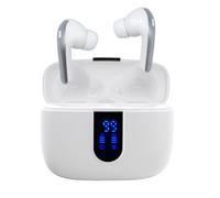 iggual - Écouteurs sans Fils, Écouteurs Bluetooth avec Micro et Réduction de Bruit, Écouteurs 5.3 à Commande Tactile, Étui de Chargement USB C à Écran (Blanc)