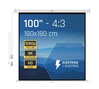 iggual Écran de Projection 100 Pouces Électrique Enroulable - Format 4:3 - Chute Ajustable - Télécommande et Interrupteur Auxiliaire - Adapté Mur/Plafond - Compatible 4K et Tout Projecteur (180x180cm)