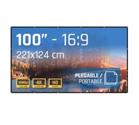 iggual - Écran de Projection 100 Pouces - Pliable - Anti-Plis - Format Large 16:9 - Angle de Vision 120° - Adapté pour Projecteur et Rétroprojecteur - Dimensions 221 x 124 cm