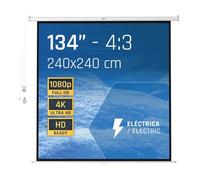 iggual Écran de Projection 134 Pouces Électrique Enroulable - Format 4:3 - Hauteur Réglable - Télécommande et Interrupteur Auxiliaire - Adapté Mur/Plafond - Compatible 4k, Tout Projecteur (240x240 cm)