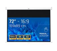 iggual Écran de Projection 72 Pouces - Enroulable Manuel Panoramique - Format 16:9 - Angle de Vision 180° - Hauteur Réglable - Adapté Mur/Plafond - Compatible 4K et Tout Projecteur, (159x89 cm)