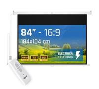 iggual Écran de Projection 84" Pouces - Électrique Enroulable - Panoramique 16:9 - Chute Réglable - Télécommande et Interrupteur Aux - Adapté Mur/Plafond - Compatible 4k, Tout Projecteur (184x104 cm)