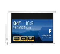 iggual Écran de Projection 84" Pouces - Électrique Enroulable - Panoramique 16:9 - Chute Réglable - Télécommande et Interrupteur Aux - Adapté Mur/Plafond - Compatible 4k, Tout Projecteur (184x104 cm)