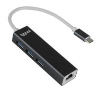 iggual Hub USB-C avec 4 Ports, Adaptateur USB C avec 3 Ports pour USB 3.0 et 1 Port RJ45 Gigabit Ethernet, Adaptateur Type C Compatible avec Macbook Pro/Air, iPhone et Galaxy, câble de 15 cm