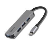 iggual Hub USB-C – 4 ports USB 3.0, LED bleu, protection de fusible, câble 30 cm