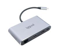 iggual Hub USB-C avec 8 Ports, Adaptateur USB C avec 2 Ports HDMI 4K et FHD, 1 USB 3.0 et USB 2.0, 1 Port RDJ45 Fast Ethernet, 1 Port pour Carte SD (SS, HC, XC) et Micro SD et 1 Port de Type C