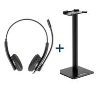 iggual IGG319420+IGG318058 casque Avec fil Arceau Bureau/Centre d'appels Noir