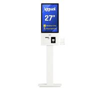 iggual Kiosque TPV en libre-service 27" FHD- Windows 11 Pro - Intel Core i5 12450H, 8 Go/256 Go SSD, écran LED 9:16 Vertical Tactile Capacitif, Imprimante Tickets, Lecteur QR 1D/2D, NFC -WiFi