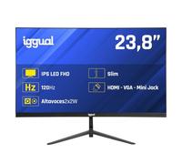 iggual Moniteur professionnel 23,8" avec haut-parleurs intégrés - Panneau IPS (1920 x 1080) @120 Hz (FHD)-Réponse 1 ms- Écran Frameless 99 % sRGB-Connexions : VGA et HDMI-Flicker Free-Compatible VESA