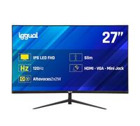 iggual Moniteur professionnel 27" avec haut-parleurs intégrés - Panneau IPS (1920 x 1080) @120 Hz (FHD)-Réponse 1 ms- Écran Frameless 99 % sRGB-Connexions : VGA et HDMI-Flicker Free- Compatible VESA
