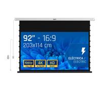 Écran de Projection Iggual 92 Pouces Électrique Enroulable Tensionné - Panoramique 16:9 - Contrôle Mural et Télécommande Infrarouge - Compatible jusqu'à 8k et Tout Projecteur (203x114 cm)