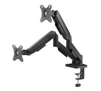 iggual Support articulé à pince pour 2 écrans 17" - 34" (SPMP02 -A) | Compatible avec écrans incurvés, réglable : hauteur/inclinaison/rotation/rotation, VESA 75 x 75 à 100 x 100 mm-Poids max 9 kg