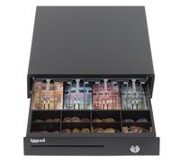 iggual - Tiroir-caisse IRON-15 - Caisse Enregistreuse Manuelle ou Automatique pour 4 Billets et 8 Pièces - Serrure à 3 Positions - Matériau Acier + Plastique - Usage Professionnel - Noir (37x33,5x8)