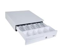 iggual - Tiroir-caisse IRON-30PW - Boîte à Monnaie Manuelle ou Automatique pour 5 Billets et 5 Pièces - Serrure à 3 Positions - Acier + Plastique ABS - Usage Professionnel - Blanc Pur (42x40,5x10)