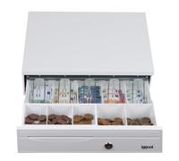 iggual Tiroir-caisse IRON-30PW - 5 billets/5 pièces, serrure 3 positions, acier+ABS, Blanc Pur
