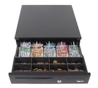 iggual Tiroir porte-monnaie IRON-20, caisse enregistreuse manuelle ou automatique RJ11 (12 V), compartiment x4 billets et 8 pièces, serrure 3 positions verrouillage, 42 x 40,5 x 10 cm, boîtier en